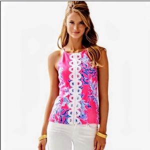 Lilly Pulitzer Annabelle Top in Capri Pink Samba Sz 10
